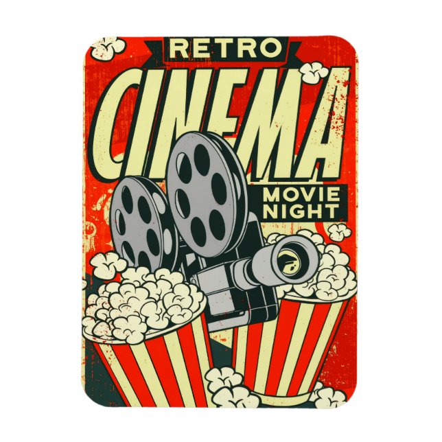Ímã Retro *CINEMA* [Noite de Filme] Imagem Flexível (Vertical)
