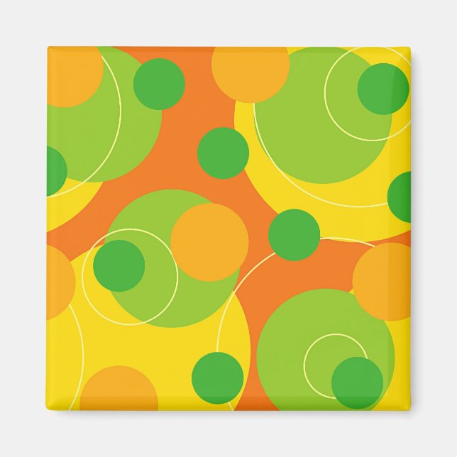 Imã Retro Citrus Dots Funky Groovy Gift Magnet (Frente)