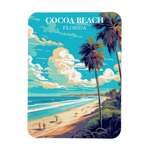 Ímã Retro Cocoa Beach Viagem Magnet