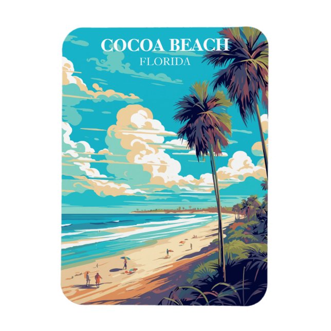 Ímã Retro Cocoa Beach Viagem Magnet (Vertical)