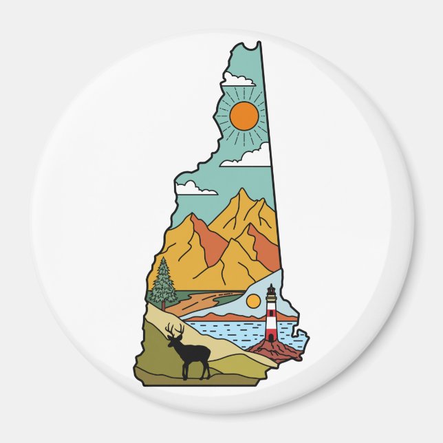 Imã Retro Concord New Hampshire White Mountain (Frente)