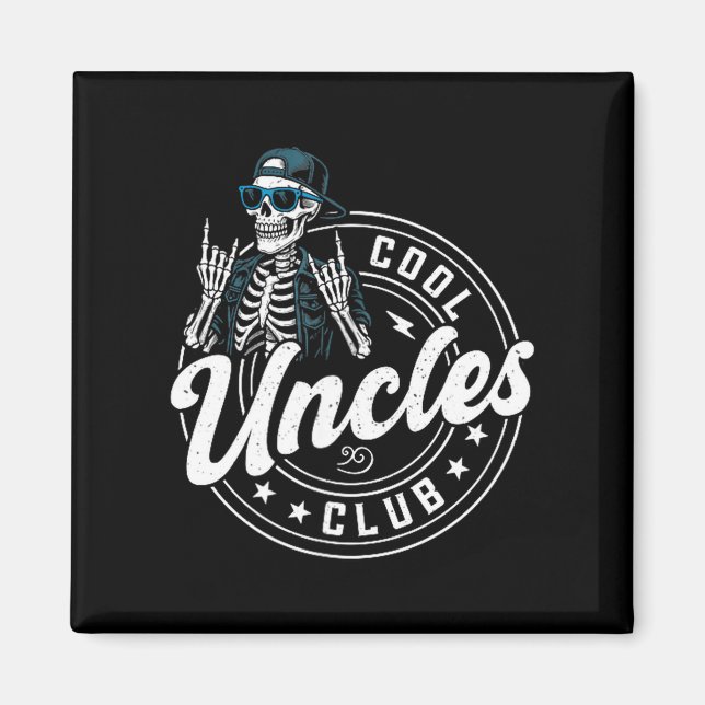 Imã Retro Cool Uncles Club Funny Skeleton New Uncle Me (Frente)
