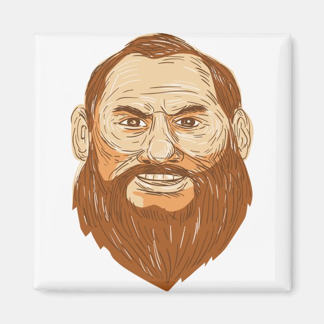 Imã Retrô de cara de barba (Frente)