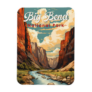 Ímã Retro de Ilustração do Parque Nacional Big Bend