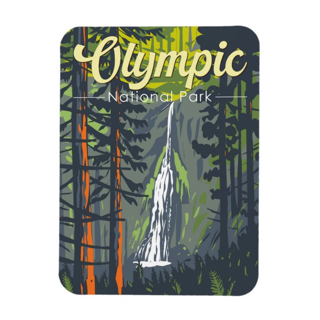 Ímã Retro de Ilustração do Parque Nacional da olimpiad (Vertical)