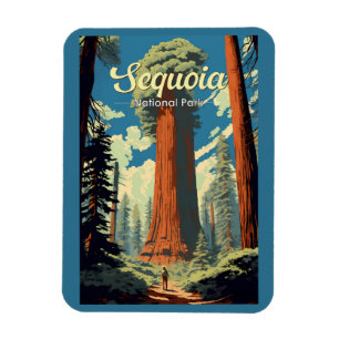 Ímã Retro de Ilustração do Parque Nacional Sequoia