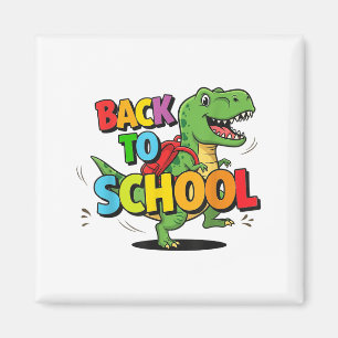 Imã Retro De Volta À Escola Engraçado Dinossauro Carto