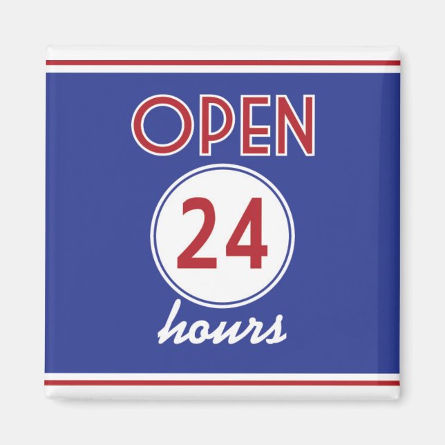 Imã Retro Diner Design Magnet Aberto 24 Horas (Frente)