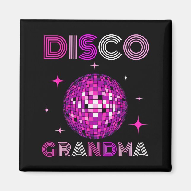 Imã Retro Disco Grandma 70s 80s Dance Party Mirror Bal (Frente)