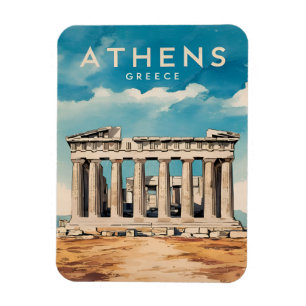 Ímã Retro do Partenon da Grécia de Atenas viagens vint