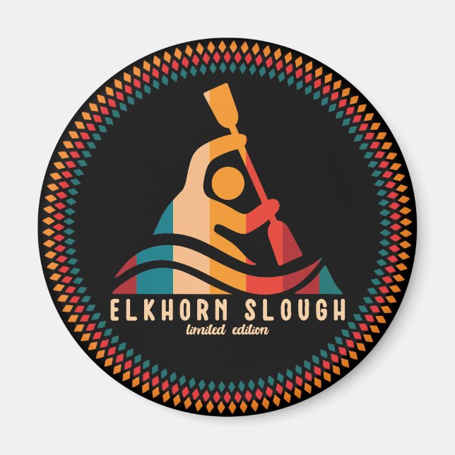 Imã Retro Elkhorn Slough Kayaking (Frente)