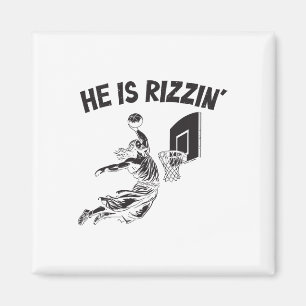 Imã Retro Engraçado Ele É Rizzie Páscoa Cristã Brincan