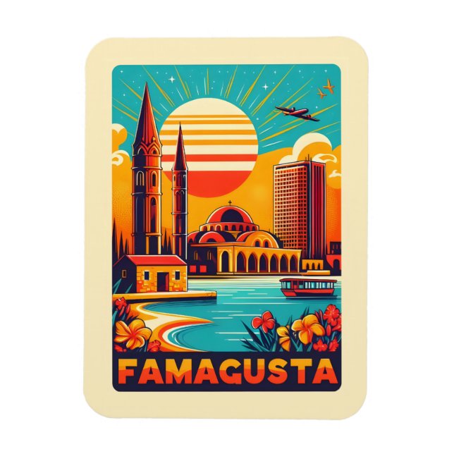 Ímã Retro Famagusta Praia Chipre lembranças presentes (Vertical)