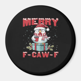 Imã Retro Feliz Natal F-Caw-F Frango