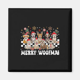 Imã Retrô Feliz Natal Para O Cão Woofmas Reindeer Chr