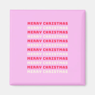 Imã Retro Feliz Natal Pink Decor