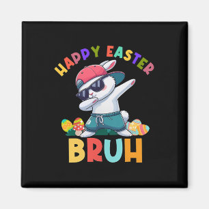 Imã Retro Felz pascoa Bruh Dabbing Bunny Kids Boys
