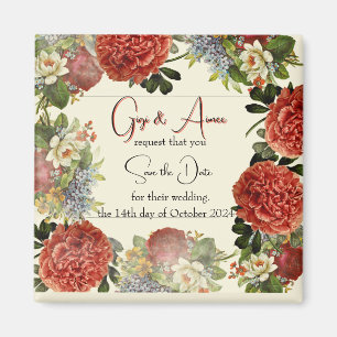 Imã Retro Floral BOHO Casamento Salve as Imagens de Da