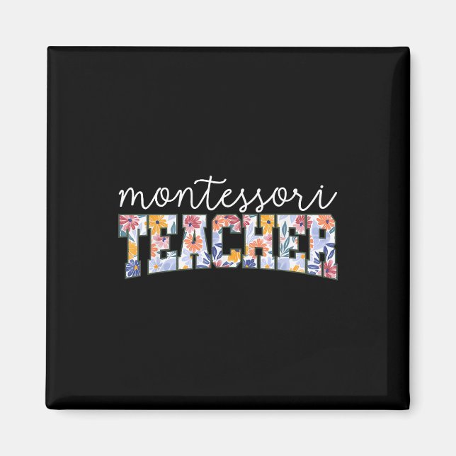 Imã Retro Floral Montessori Professora Instrutora Educ (Frente)