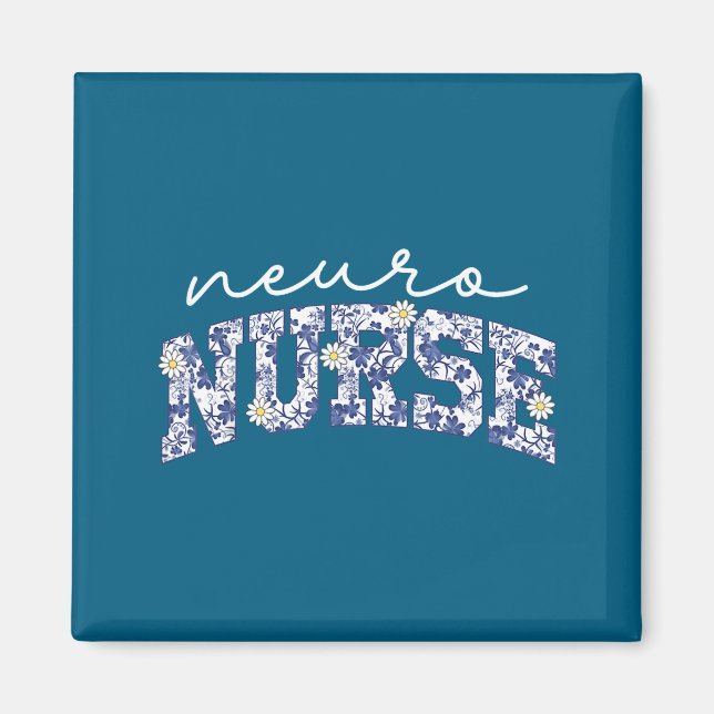 Imã Retro Floral Neuro Nurse Neurology Neurologist Rn  (Frente)