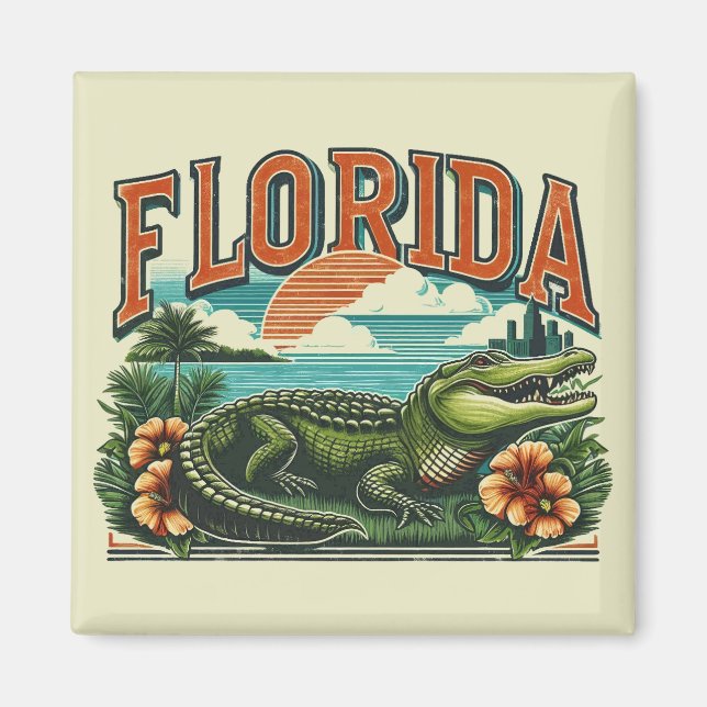 Imã Retro Florida Alligator (Frente)