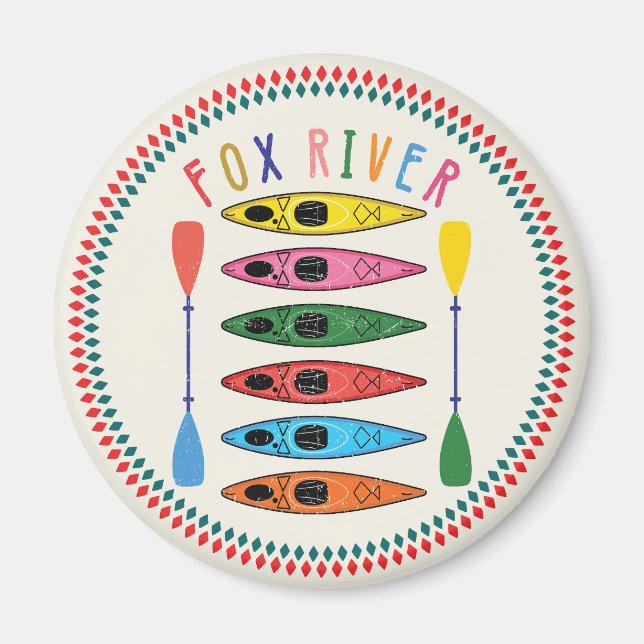 Imã Retro Fox River Kayaking (Frente)