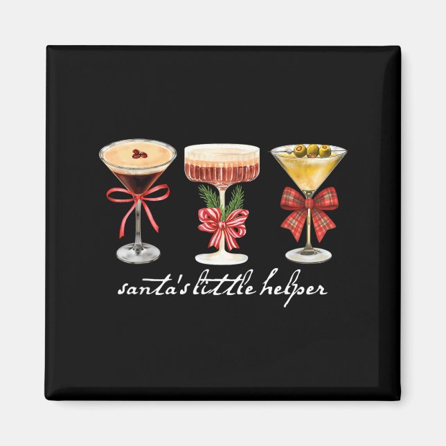 Imã Retro Funny Santa's Little Helper Martini Merry Ch (Frente)