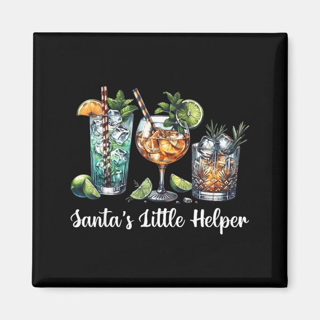 Imã Retro Funny Santa's Little Helper Martini Merry Ch (Frente)