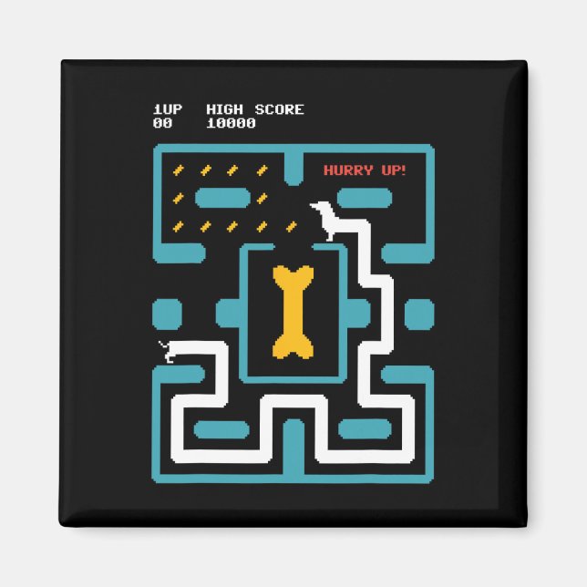 Imã Retro Gaming Console Video Game Dog 80s Arcade  (Frente)