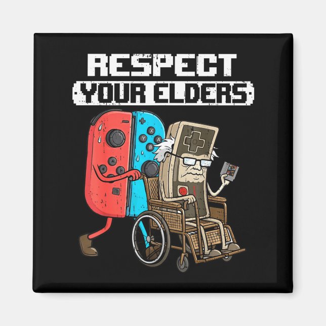 Imã Retro Gaming Funny Gamer Controller 80s Respect Yo (Frente)