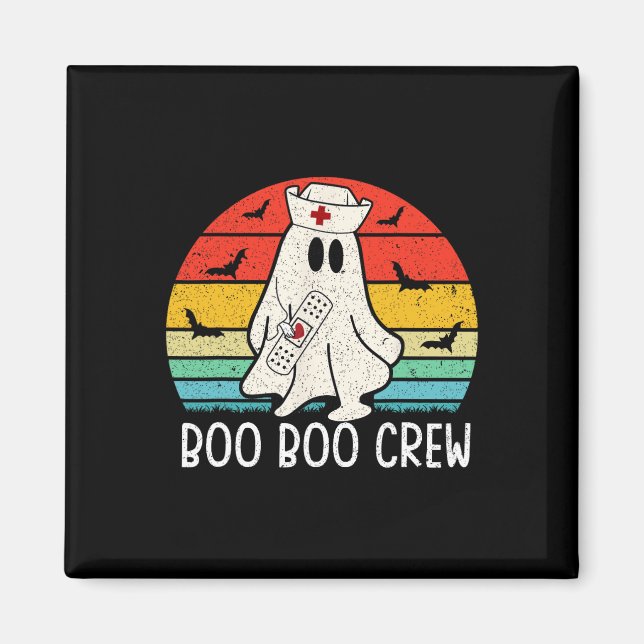 Imã Retro Ghost Boo Boo Crew Mulheres Enfermeiras Enfe (Frente)