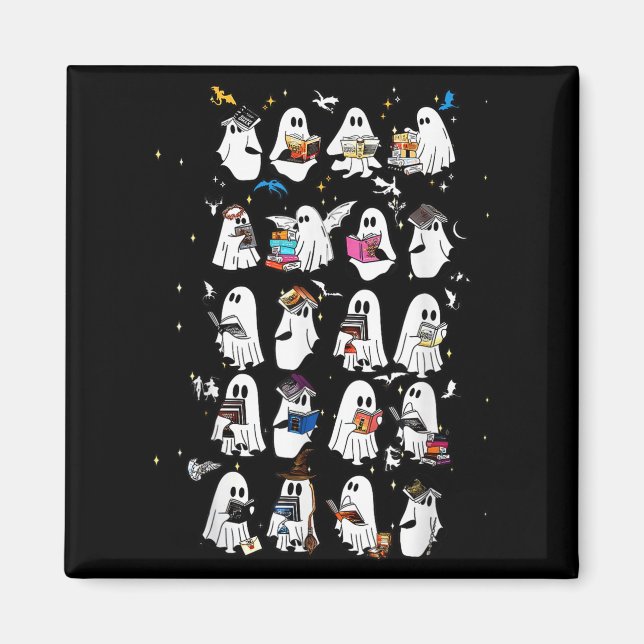 Imã Retro Ghost Book Fantasy Series Halloween Book Lov (Frente)