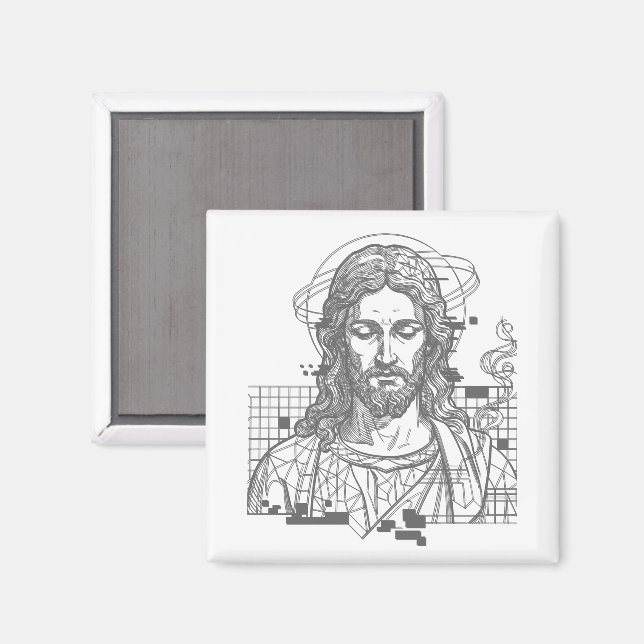 Imã Retro Grid Jesus Rei dos Reis Apocalipse 19:16 (Front/Back)
