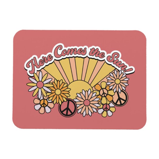 Ímã Retro Groovy | Aqui vem o gráfico da vindima solar (Horizontal)