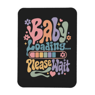 Ímã Retro Groovy Bebê Carregando Por Favor Aguarde Mat