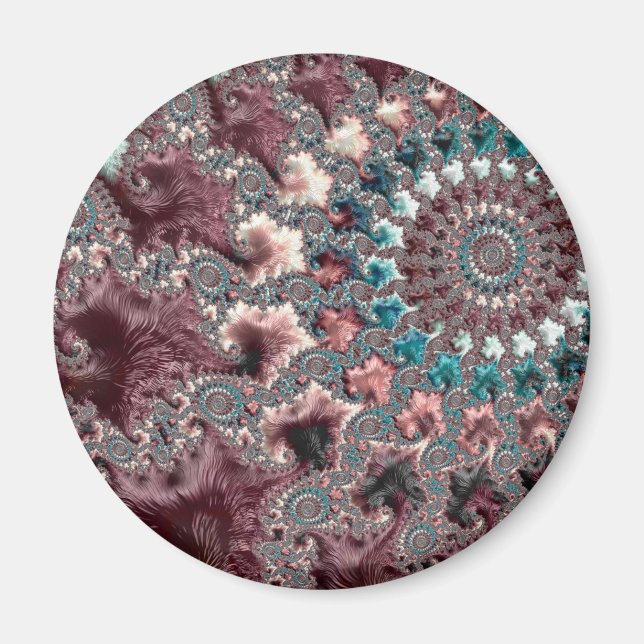 Imã Retro Groovy Ecletismo Boêmio Espiral Fractal (Frente)