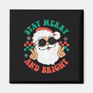 Imã Retro Groovy Feliz de Natal Fique Brilhante Hippie