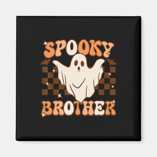 Imã Retro Groovy Ghost Spooky Irmão Coincidência de Fi (Frente)