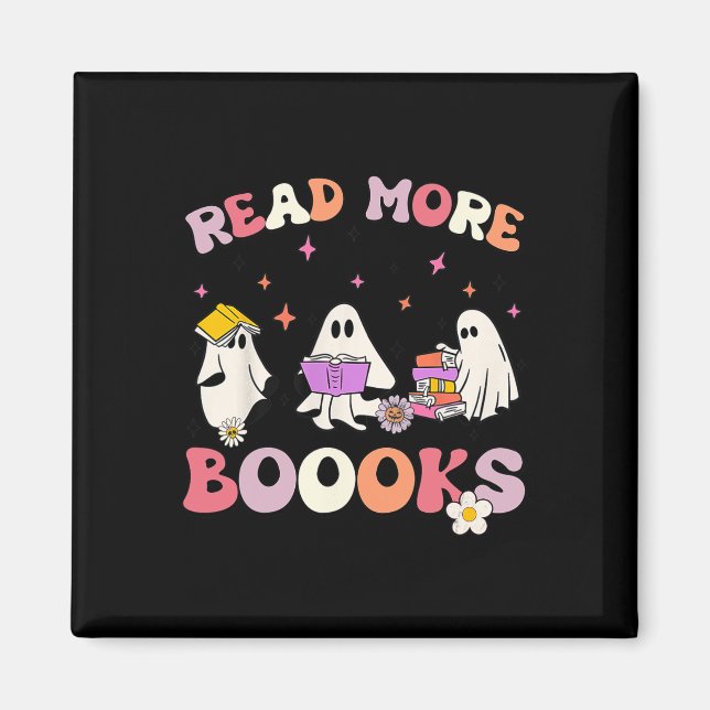 Imã retro Groovy Leia mais livros Ghost Boo ghouf Dive (Frente)