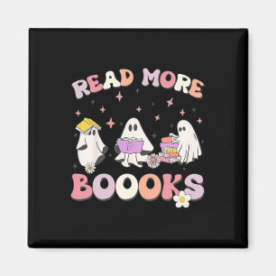 Imã retro Groovy Leia mais livros Ghost Boo ghoul engr