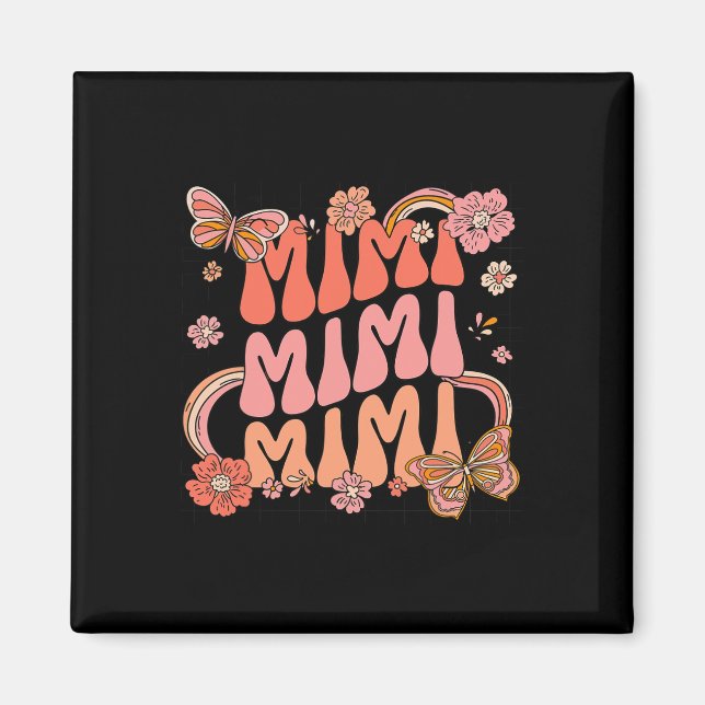 Imã Retro Groovy Mimi Best Mimi Ever Hello Fall Obriga (Frente)