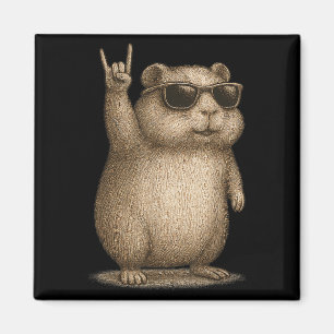Imã Retro Guiné Pig Rock Sobre Música Homens Dotados E