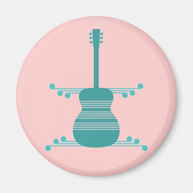 Imã Retro Guitar Magnet, Teal (Frente)