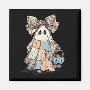 Imã Retro Halloween Blue Denim Patchwork Quilt Ghost S