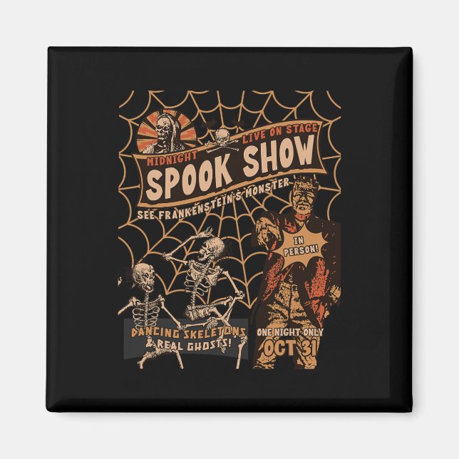 Imã Retro Halloween Skeleton Horror Monster Midnight S (Frente)