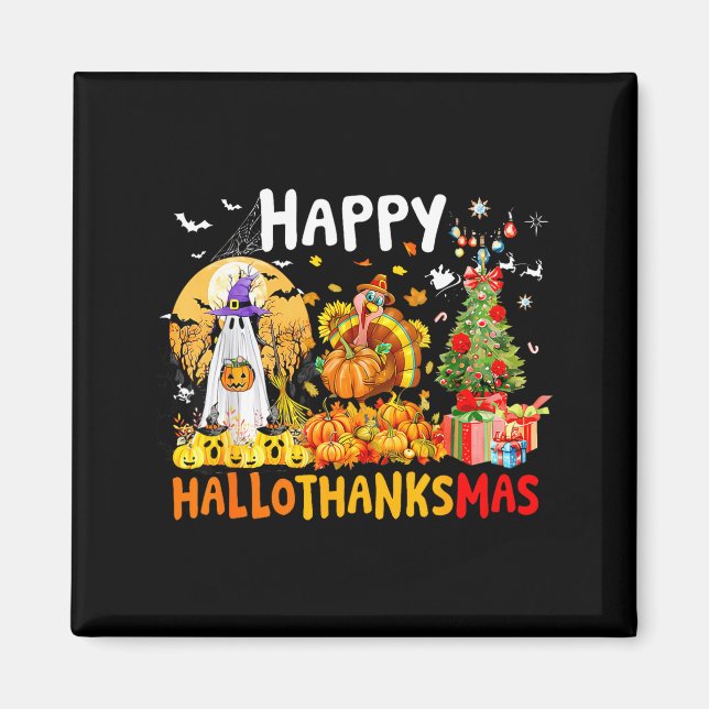 Imã Retro Halloween Thanksgiving Christmas Happy Hallo (Frente)