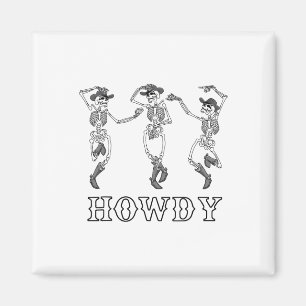 Imã Retro Howitt Skeleton Cowgirl Dançando Boots Cowbo