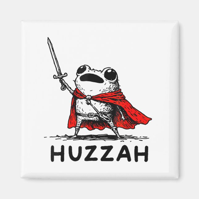 Imã Retro Huzzah Frog Knight Funny Sword Meme Quote  (Frente)