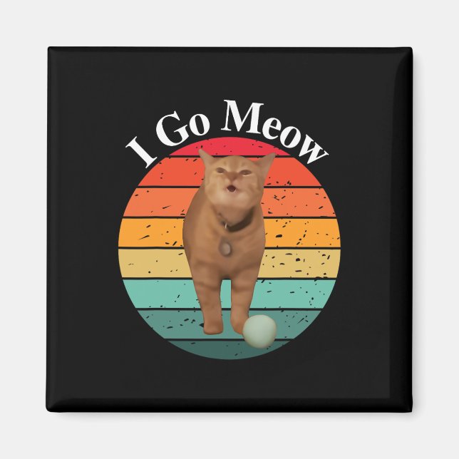 Imã Retro I Go Meow Engraçado Cat Singing Meme (Frente)