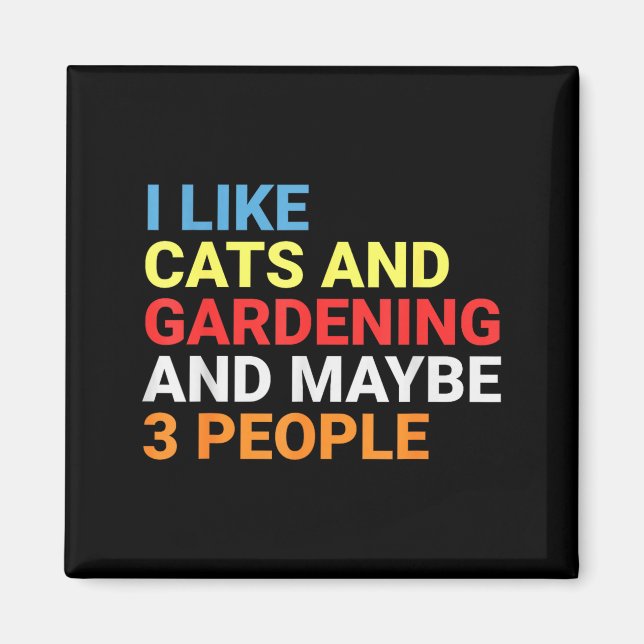 Imã Retro I Like Cats And Gardening Lover Plant Funny  (Frente)